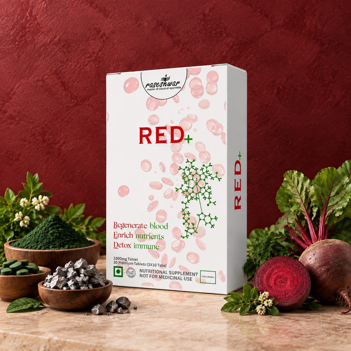 RED+ – Advanced Ayurvedic Blood Builder & Hemoglobin Support Formula