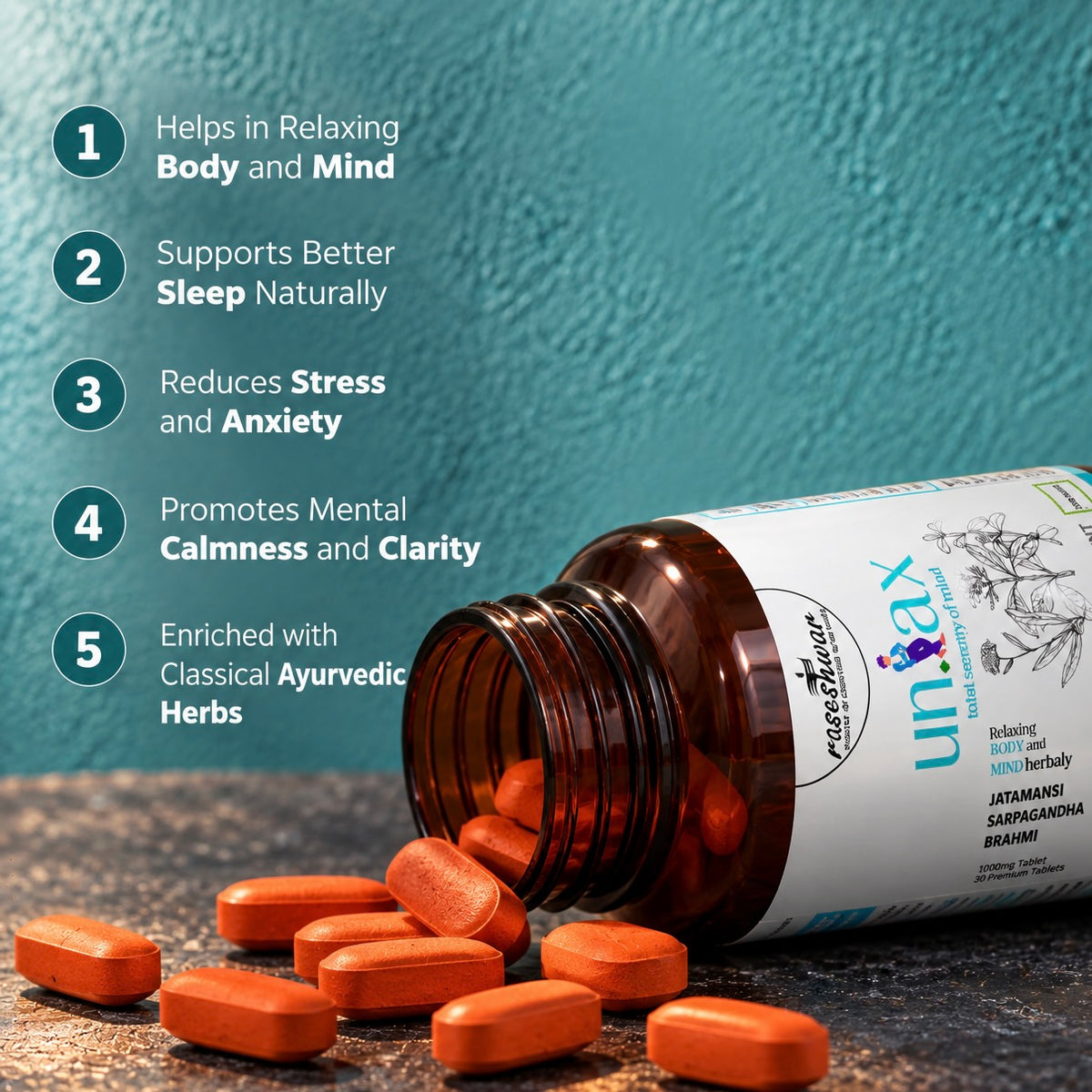Unlax Tablets – Ayurvedic Sleep & Stress Relief Formula